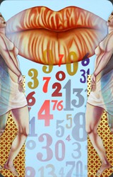 l enigma dei numeri tecnica mista su tela 50x60